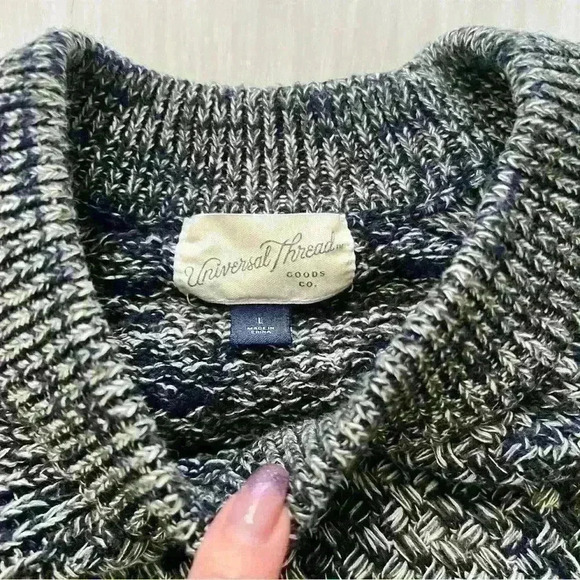 Universal Thread Blue White Heathered Basket Weave Sweater Large - Picture 3 of 4